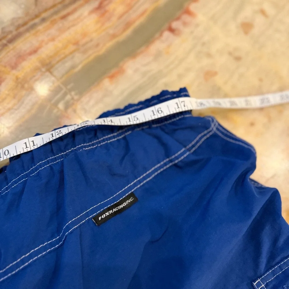 Fox Racing Mens Cargo MTB Shorts Blue Padded Cycling Drawstring Mesh Pockets M